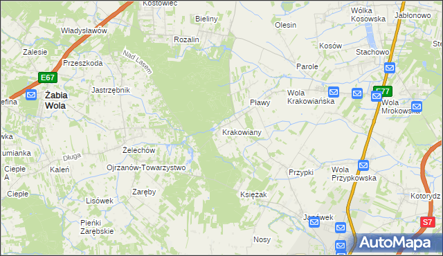 mapa Krakowiany gmina Nadarzyn, Krakowiany gmina Nadarzyn na mapie Targeo