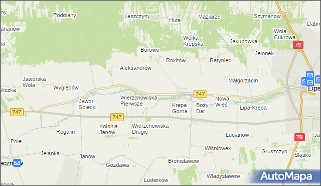 mapa Krępa Kościelna, Krępa Kościelna na mapie Targeo