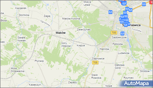 mapa Krężce, Krężce na mapie Targeo