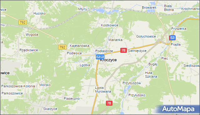 mapa Kroczyce, Kroczyce na mapie Targeo