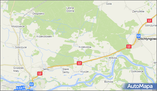 mapa Krzekotów, Krzekotów na mapie Targeo