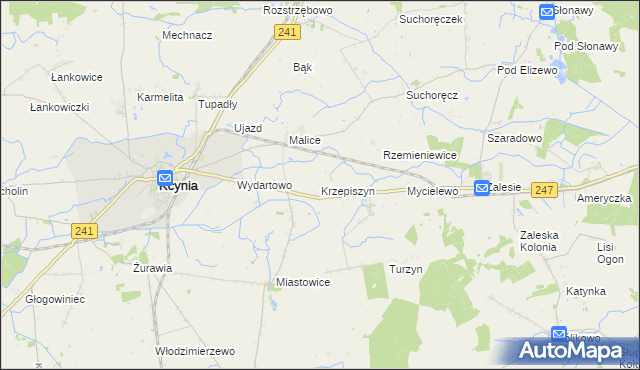 mapa Krzepiszyn gmina Kcynia, Krzepiszyn gmina Kcynia na mapie Targeo