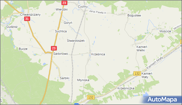 mapa Krześnica, Krześnica na mapie Targeo