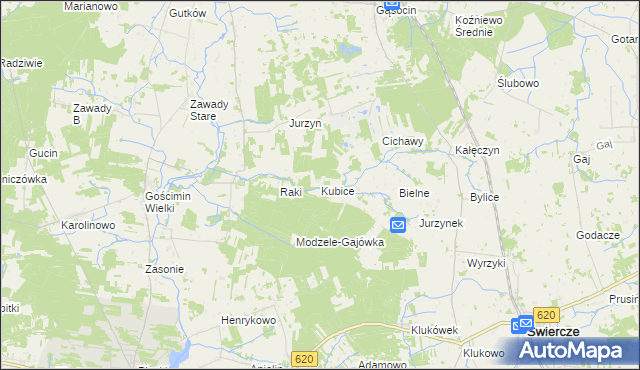 mapa Kubice gmina Nowe Miasto, Kubice gmina Nowe Miasto na mapie Targeo