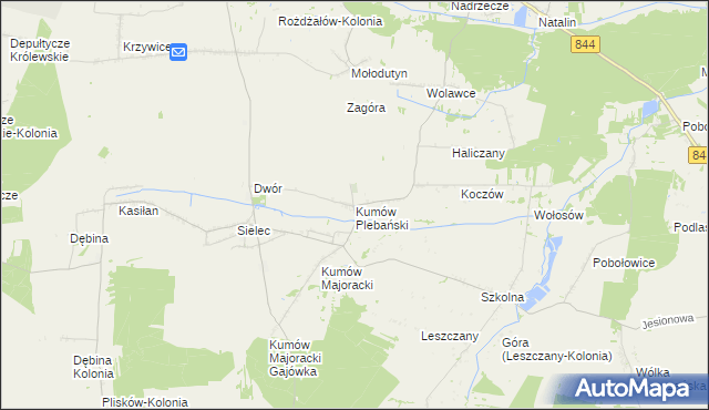 mapa Kumów Plebański, Kumów Plebański na mapie Targeo