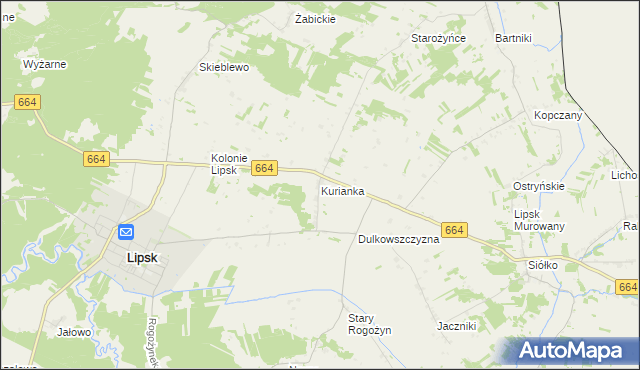 mapa Kurianka, Kurianka na mapie Targeo