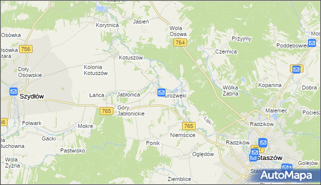 mapa Kurozwęki, Kurozwęki na mapie Targeo