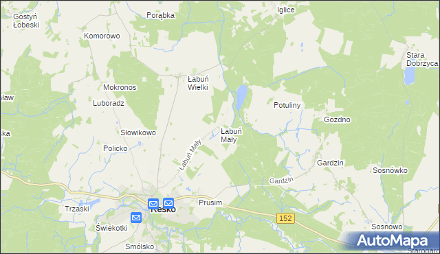 mapa Łabuń Mały, Łabuń Mały na mapie Targeo