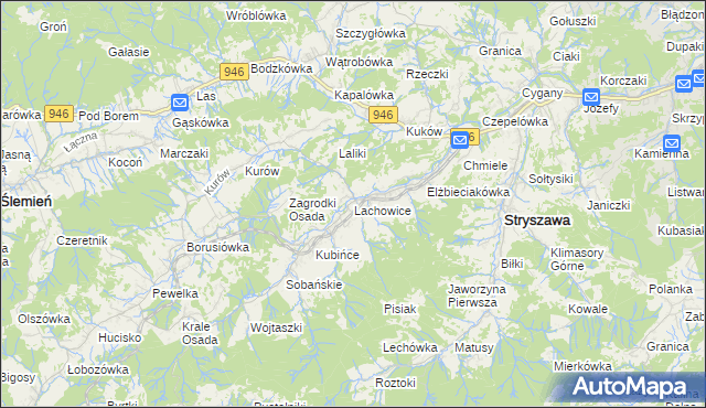 mapa Lachowice, Lachowice na mapie Targeo