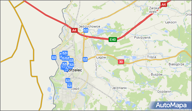 mapa Łagów gmina Zgorzelec, Łagów gmina Zgorzelec na mapie Targeo