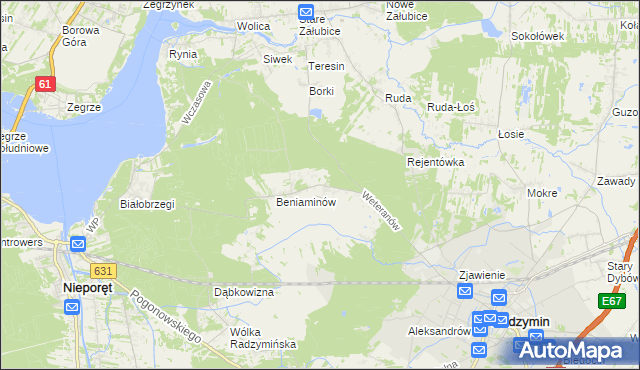 mapa Łąki gmina Radzymin, Łąki gmina Radzymin na mapie Targeo