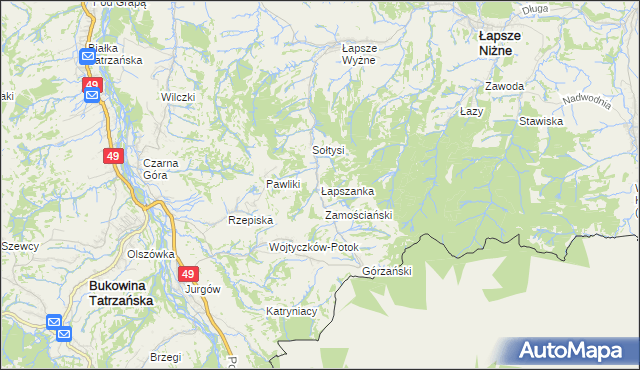 mapa Łapszanka, Łapszanka na mapie Targeo