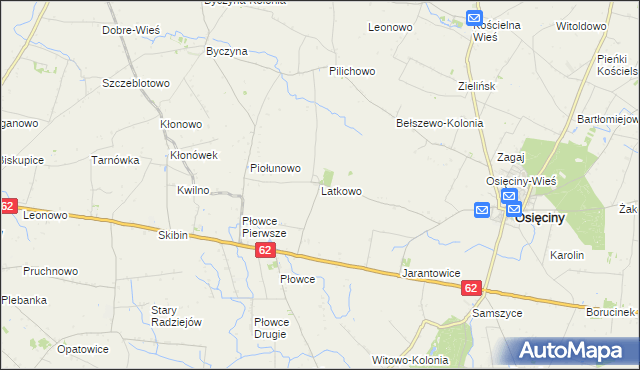 mapa Latkowo gmina Osięciny, Latkowo gmina Osięciny na mapie Targeo