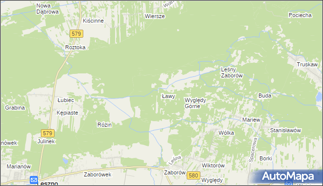 mapa Ławy gmina Leszno, Ławy gmina Leszno na mapie Targeo