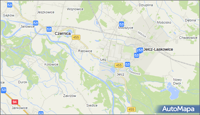 mapa Łęg gmina Jelcz-Laskowice, Łęg gmina Jelcz-Laskowice na mapie Targeo