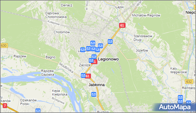 mapa Legionowo, Legionowo na mapie Targeo