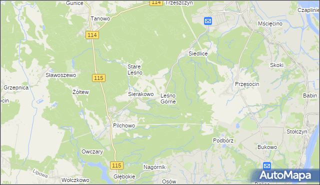 mapa Leśno Górne, Leśno Górne na mapie Targeo