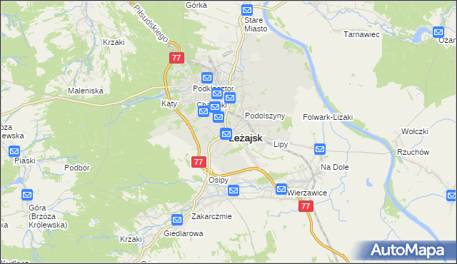 mapa Leżajsk, Leżajsk na mapie Targeo