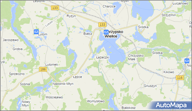 mapa Łężeczki, Łężeczki na mapie Targeo