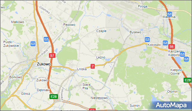 mapa Leźno, Leźno na mapie Targeo