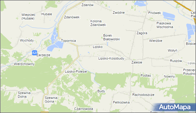 mapa Lipsko-Kosobudy, Lipsko-Kosobudy na mapie Targeo