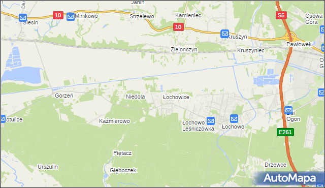 mapa Łochowice gmina Białe Błota, Łochowice gmina Białe Błota na mapie Targeo