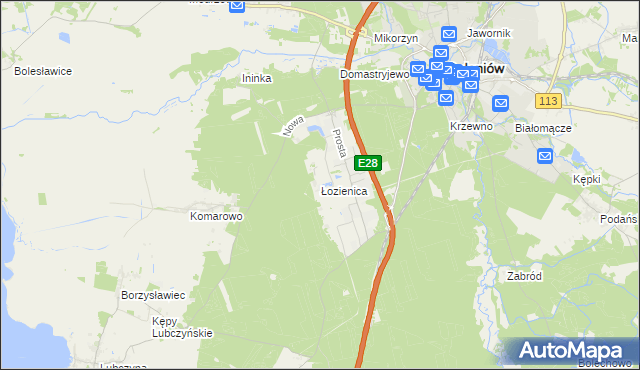 mapa Łozienica, Łozienica na mapie Targeo