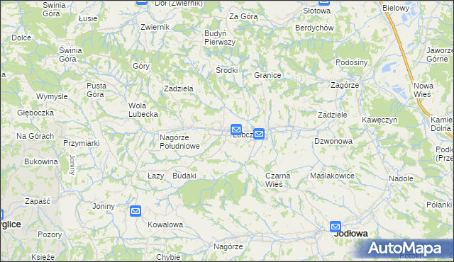 mapa Lubcza gmina Ryglice, Lubcza gmina Ryglice na mapie Targeo