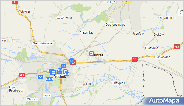 mapa Lubrza powiat prudnicki, Lubrza powiat prudnicki na mapie Targeo