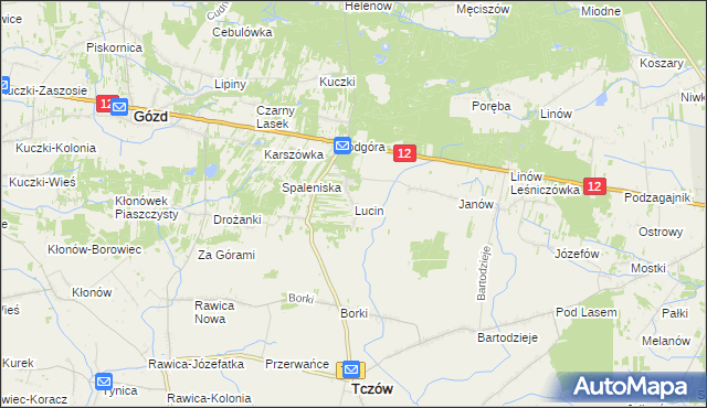 mapa Lucin gmina Tczów, Lucin gmina Tczów na mapie Targeo