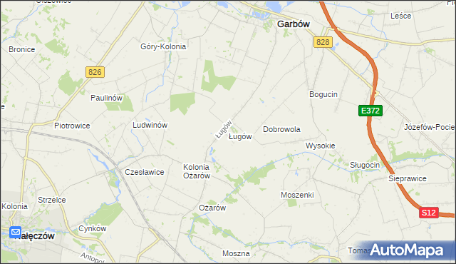 mapa Ługów gmina Jastków, Ługów gmina Jastków na mapie Targeo