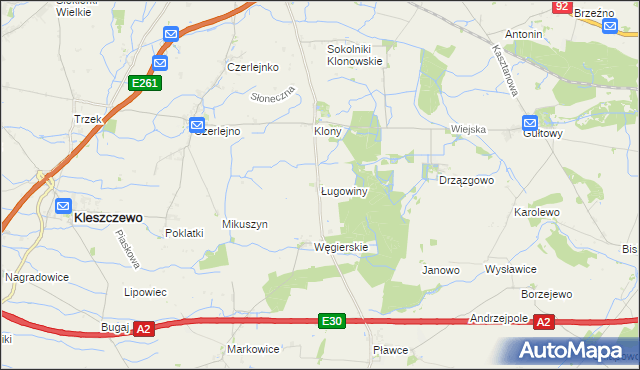 mapa Ługowiny, Ługowiny na mapie Targeo