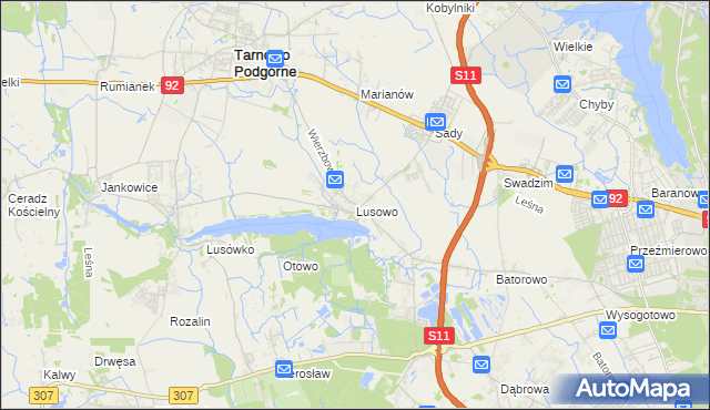 mapa Lusowo, Lusowo na mapie Targeo