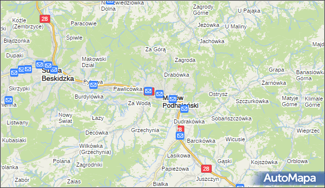 mapa Maków Podhalański, Maków Podhalański na mapie Targeo