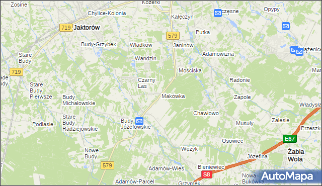 mapa Makówka gmina Grodzisk Mazowiecki, Makówka gmina Grodzisk Mazowiecki na mapie Targeo