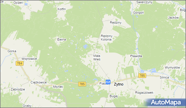mapa Mała Wieś gmina Żytno, Mała Wieś gmina Żytno na mapie Targeo