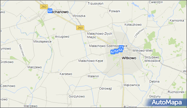 mapa Małachowo-Wierzbiczany, Małachowo-Wierzbiczany na mapie Targeo