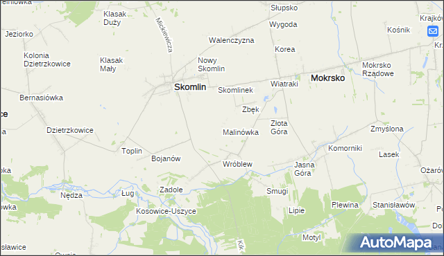 mapa Malinówka gmina Skomlin, Malinówka gmina Skomlin na mapie Targeo
