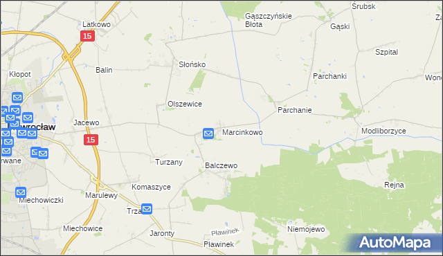 mapa Marcinkowo gmina Inowrocław, Marcinkowo gmina Inowrocław na mapie Targeo