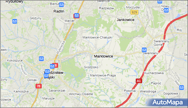 mapa Marklowice, Marklowice na mapie Targeo