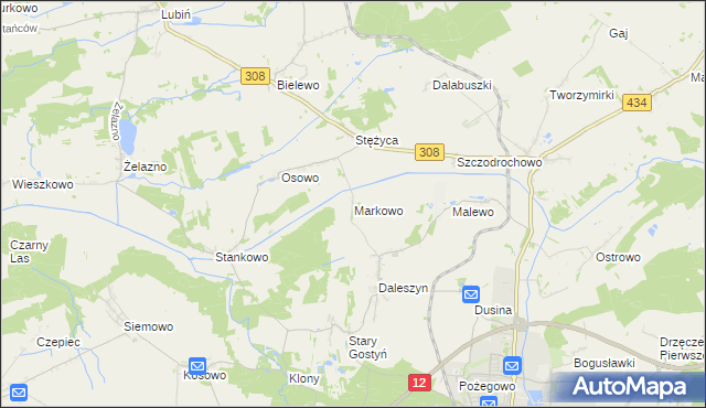 mapa Markowo gmina Gostyń, Markowo gmina Gostyń na mapie Targeo