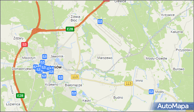 mapa Marszewo gmina Goleniów, Marszewo gmina Goleniów na mapie Targeo