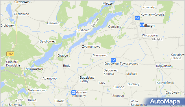 mapa Marszewo gmina Kleczew, Marszewo gmina Kleczew na mapie Targeo