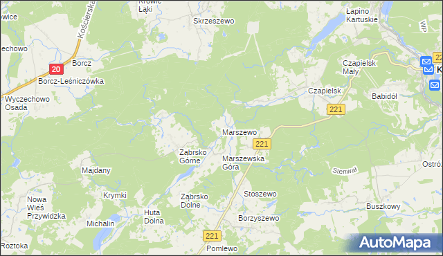 mapa Marszewo gmina Przywidz, Marszewo gmina Przywidz na mapie Targeo