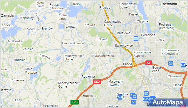 mapa Mazańcowice, Mazańcowice na mapie Targeo