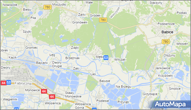 mapa Mętków, Mętków na mapie Targeo