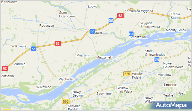 mapa Miączynek, Miączynek na mapie Targeo