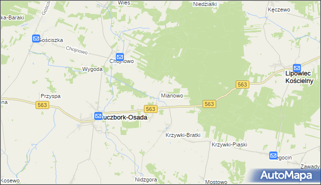 mapa Mianowo gmina Kuczbork-Osada, Mianowo gmina Kuczbork-Osada na mapie Targeo