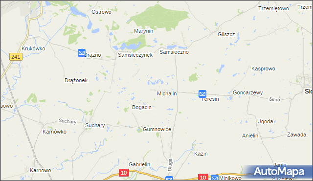 mapa Michalin gmina Nakło nad Notecią, Michalin gmina Nakło nad Notecią na mapie Targeo