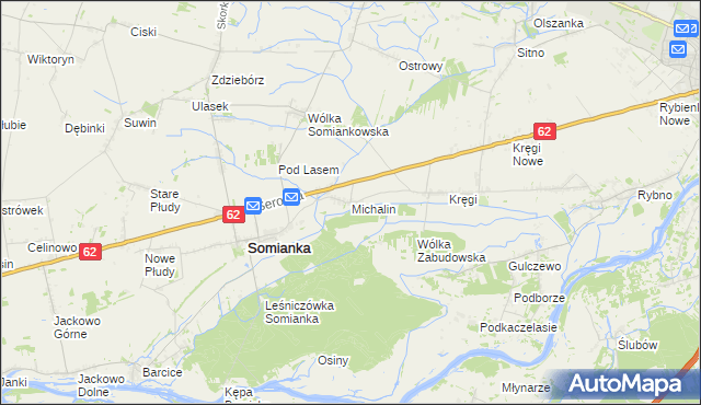 mapa Michalin gmina Somianka, Michalin gmina Somianka na mapie Targeo